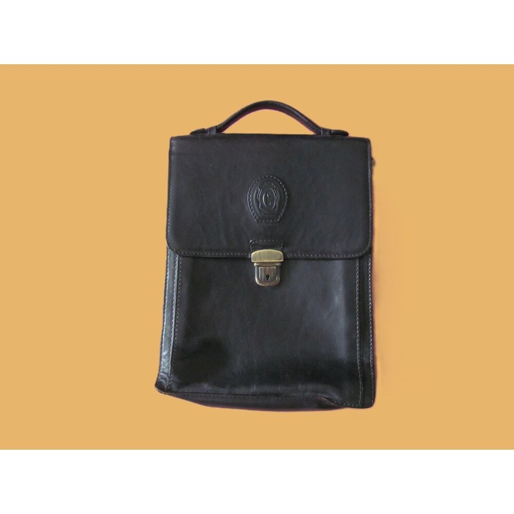 Ceancarel Black Leather Messenger Briefcase Bag with Handle